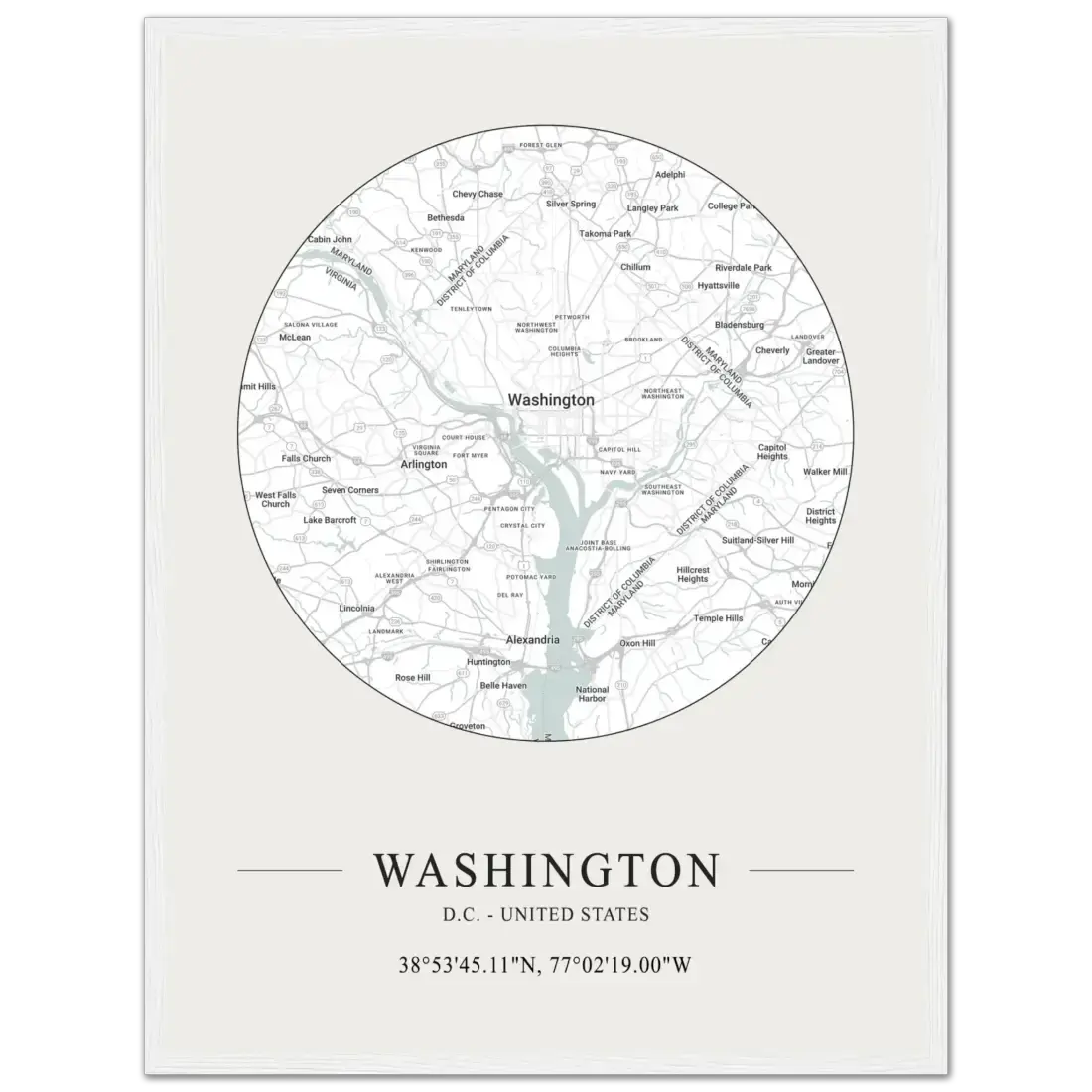 Washington, D.C., United States minimalist map poster by Art-O-Rama Shop