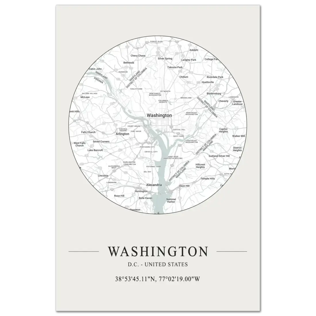 Washington, D.C., United States minimalist map poster by Art-O-Rama Shop