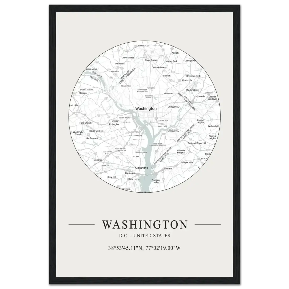 Washington, D.C., United States minimalist map poster by Art-O-Rama Shop
