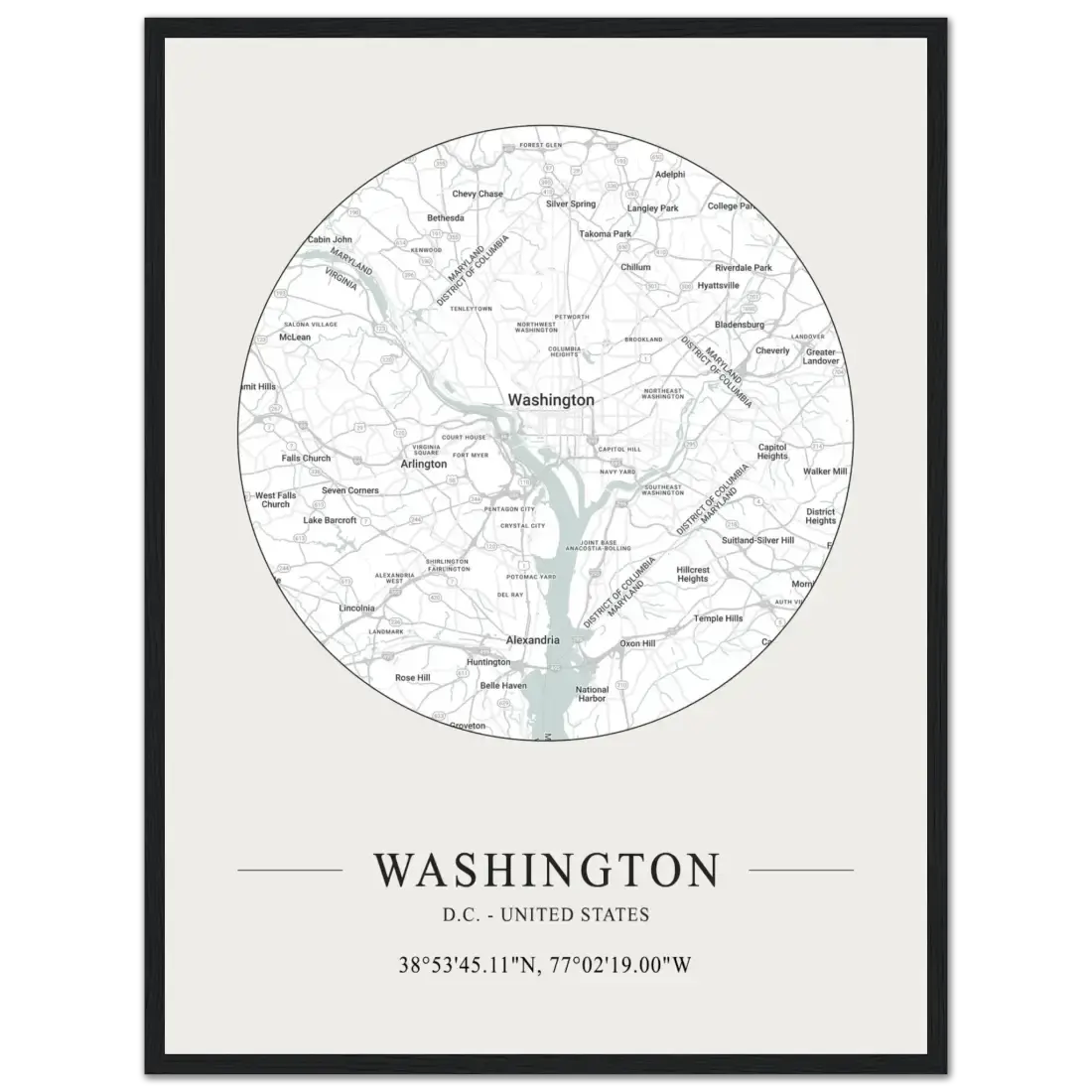 Washington, D.C., United States minimalist map poster by Art-O-Rama Shop