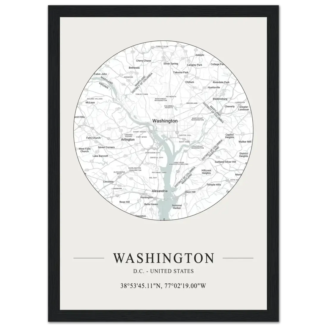 Washington, D.C., United States minimalist map poster by Art-O-Rama Shop
