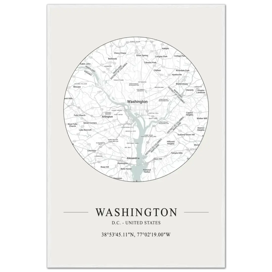 Washington, D.C., United States minimalist map poster by Art-O-Rama Shop