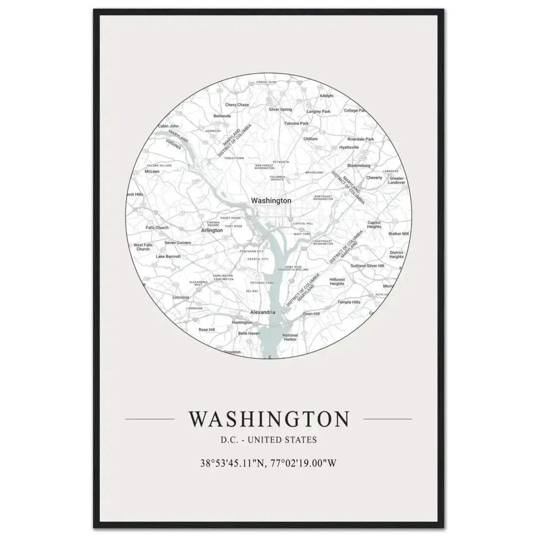 Washington, D.C., United States minimalist map poster by Art-O-Rama Shop