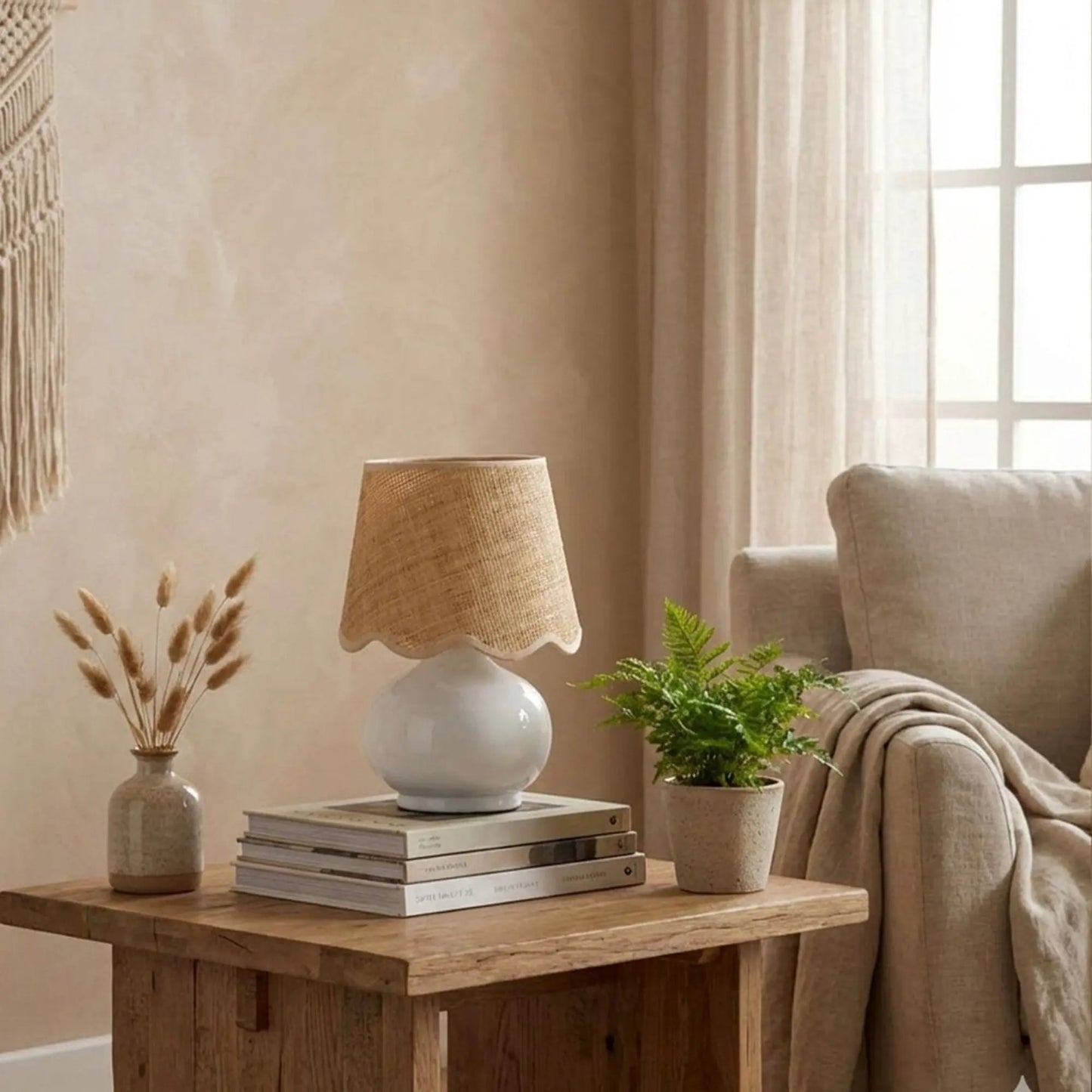 Benton Handmade Ceramic Table Lamp with Cotton Shade by TORONATA
