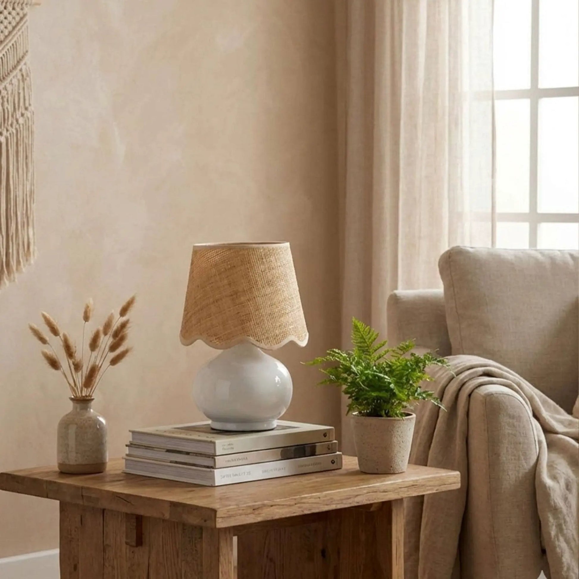 Benton Handmade Ceramic Table Lamp with Cotton Shade by TORONATA