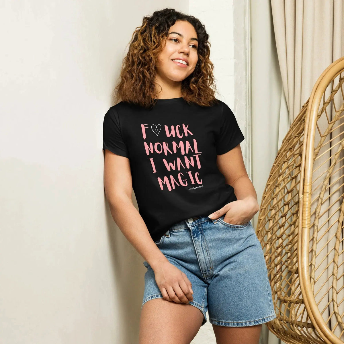 women's t-shirt F*CK NORMAL I WANT MAGIC Women’s high-waisted t-shirt by Maiden-Art