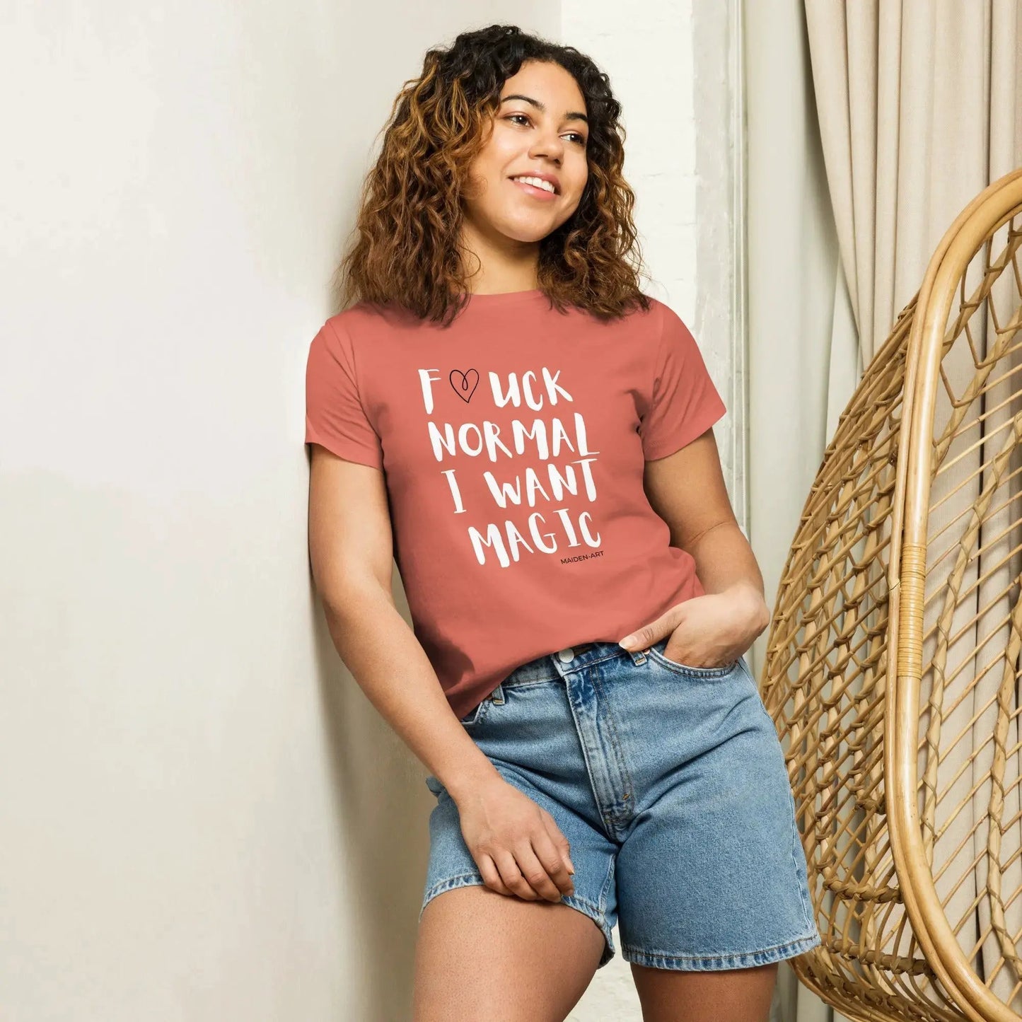 Women's t-shirt F*CK NORMAL I WANT MAGIC Women’s high-waisted t-shirt by Maiden-Art