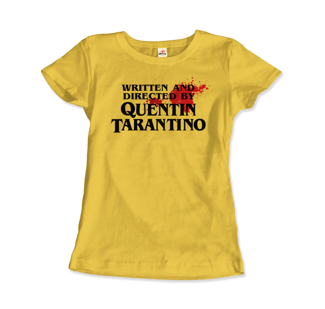 Written and Directed by Quentin Tarantino (Bloodstained) t-shirt by Art-O-Rama Shop