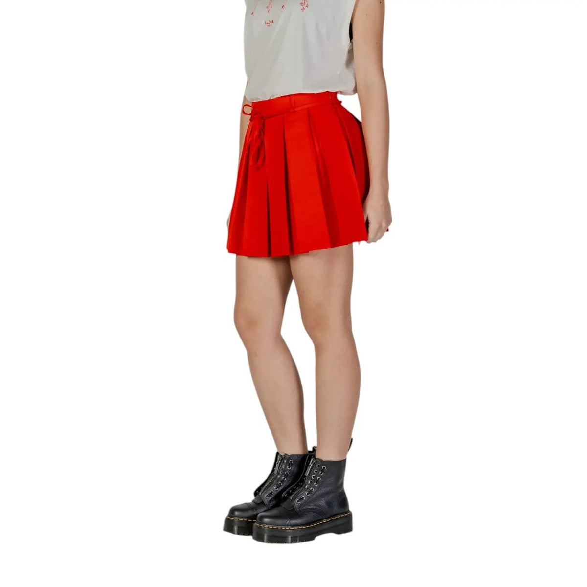 Only Women Red Pleated Mini Skirt Lace Fastening Stretchy Style by Only