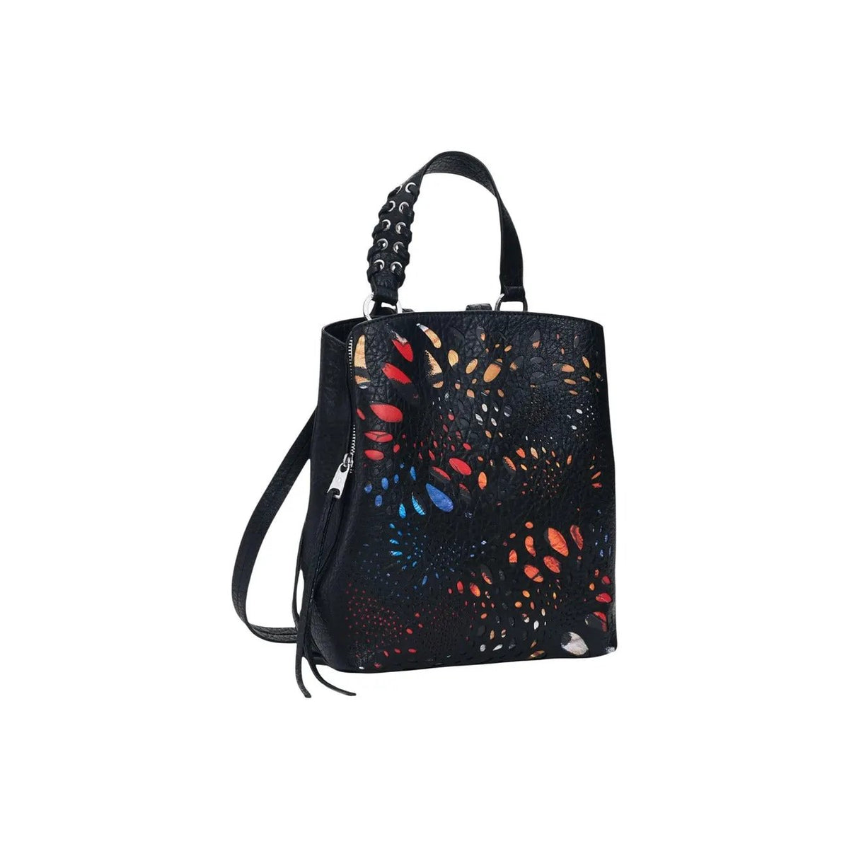 Stylish Desigual Women Black Notus Print Leather Handbag With Zip Pockets by Desigual