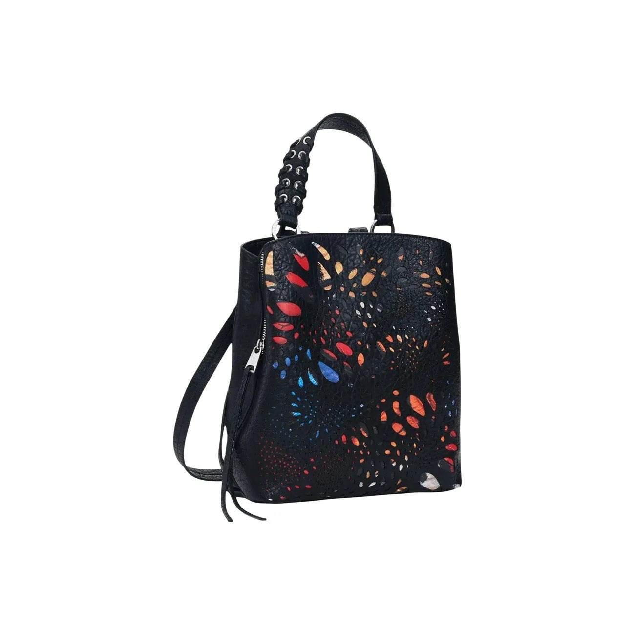 Stylish Desigual Women Black Notus Print Leather Handbag With Zip Pockets by Desigual
