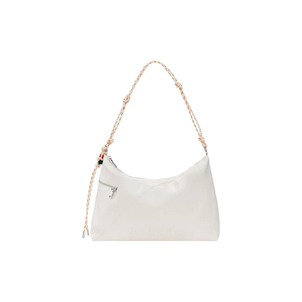Desigual Women Beige Handbag Elegant Zip Closure Rope Shoulder Strap by Desigual