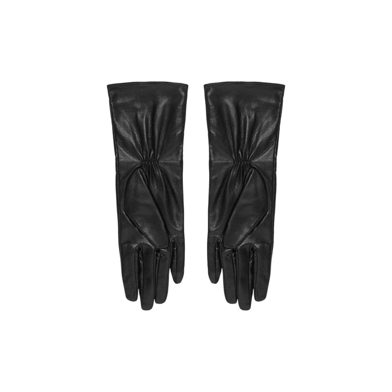 Liu Jo Women Black Faux Leather Gloves With Logo Buckle Stylish Warm Winter by Liu Jo