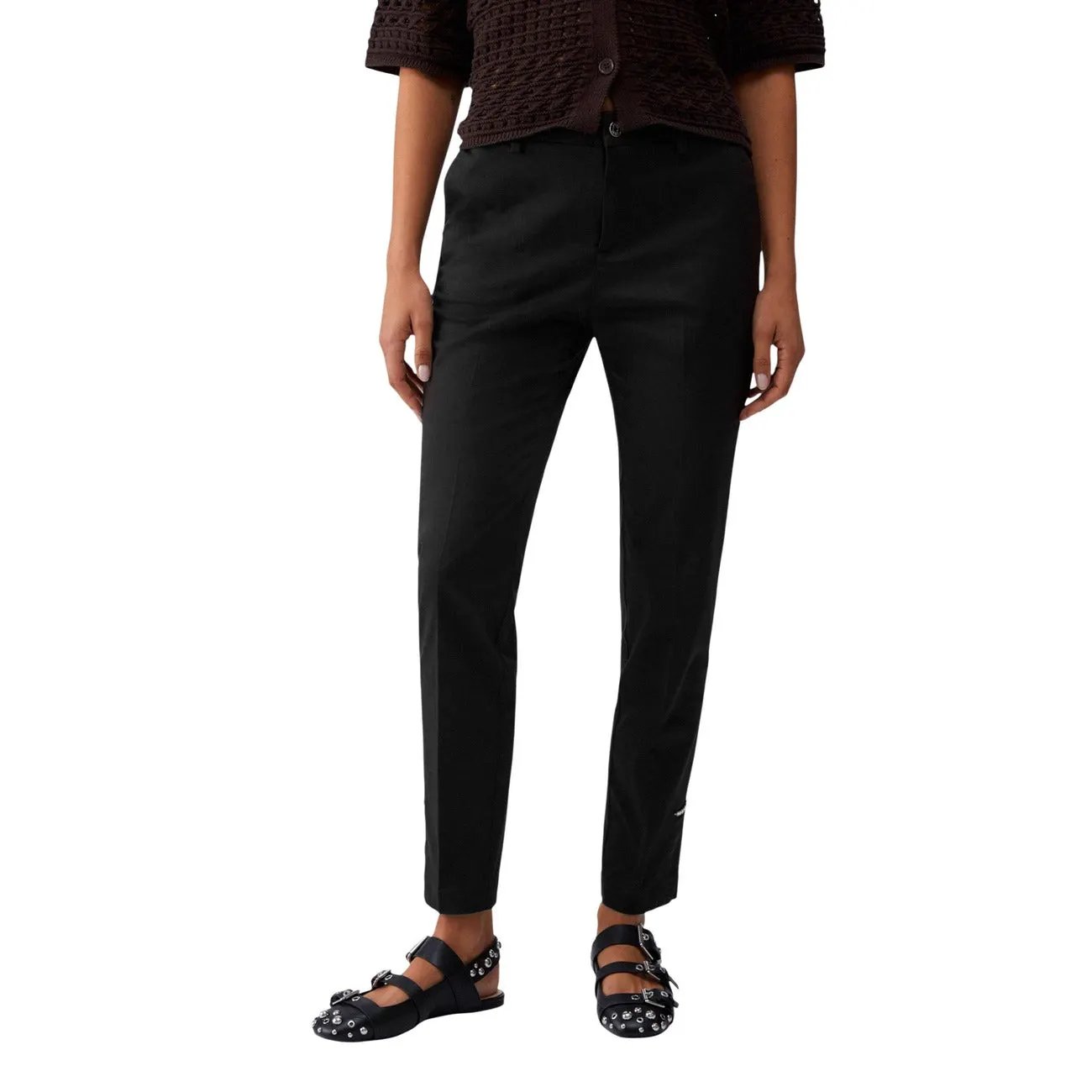 Liu Jo Women Essential Black Cotton Modal Blend Stretch Trousers by Liu Jo