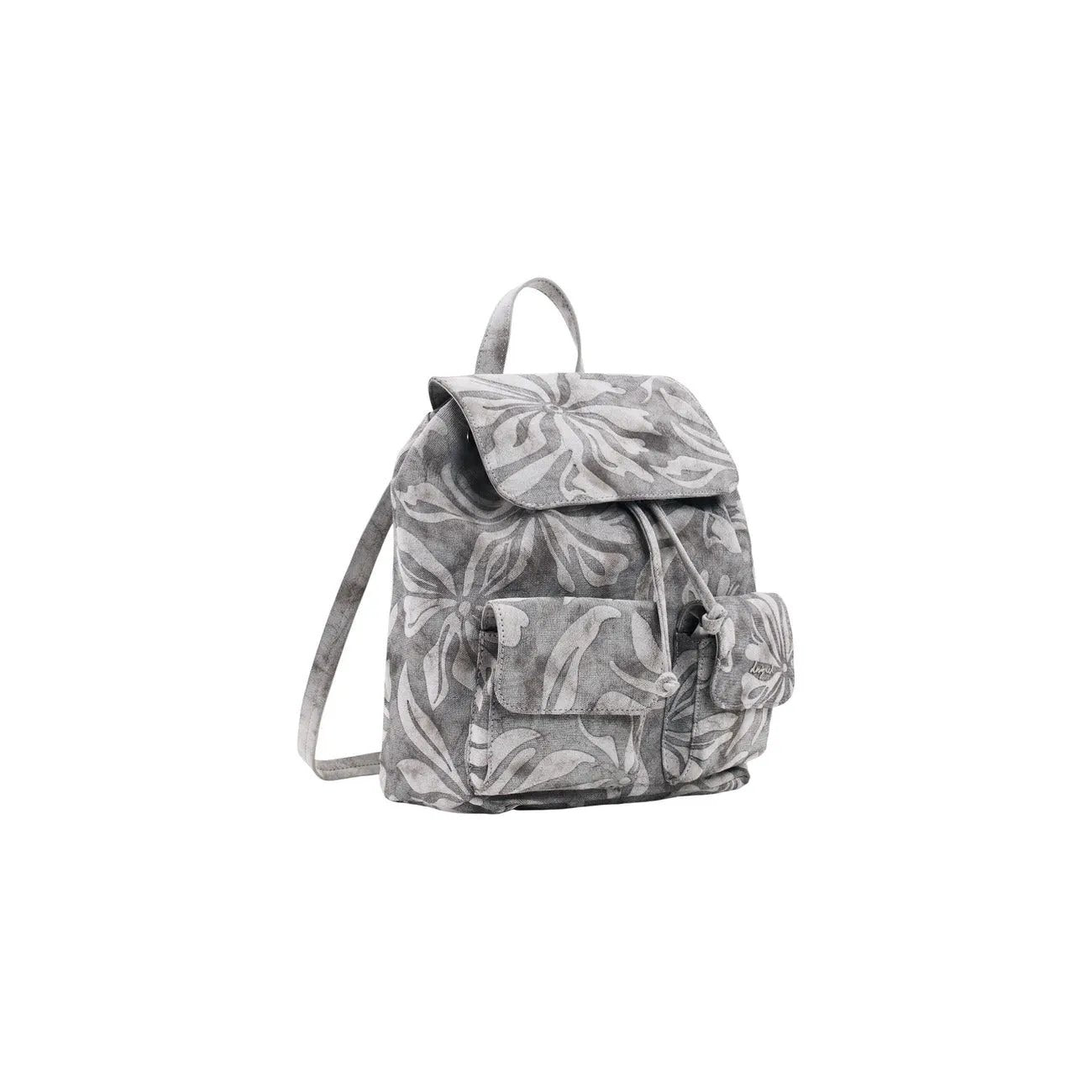 Desigual Women Grey Floral Print Rucksack With Inside And Outside Pockets by Desigual