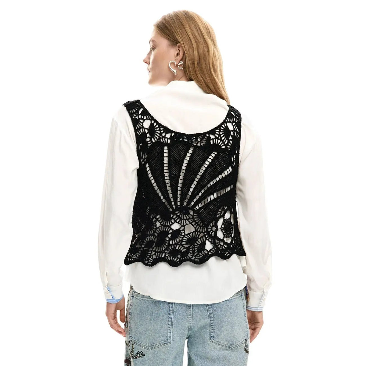 Desigual Women White Cotton Shirt Classic Collar Essential Button Down Blouse by Desigual