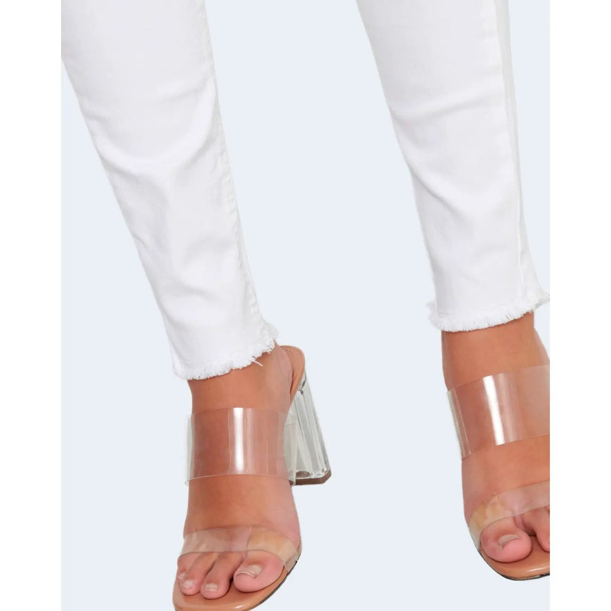 Only Women White Cotton Stretch Trousers Slim Fit Casual Fashion by Only