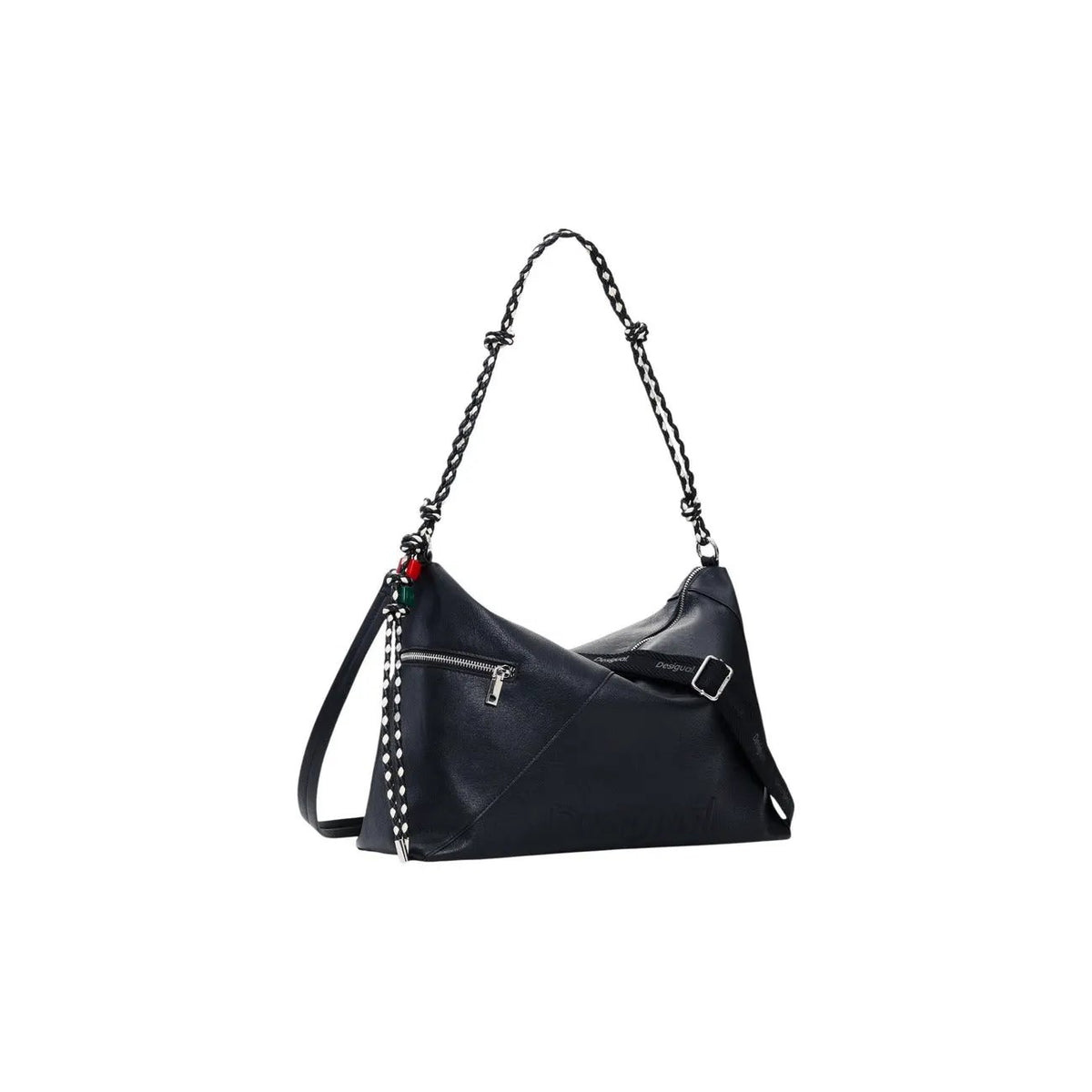 Desigual Women Black Chain Strap Handbag Secure Zip Inner Pockets by Desigual