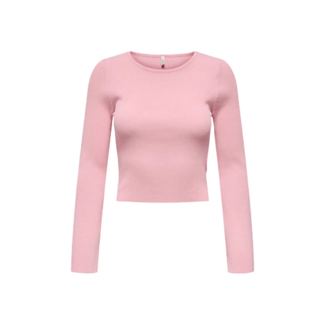 Only Women Stylish Pink Long Sleeve Knitwear Top With Round Neck by Only