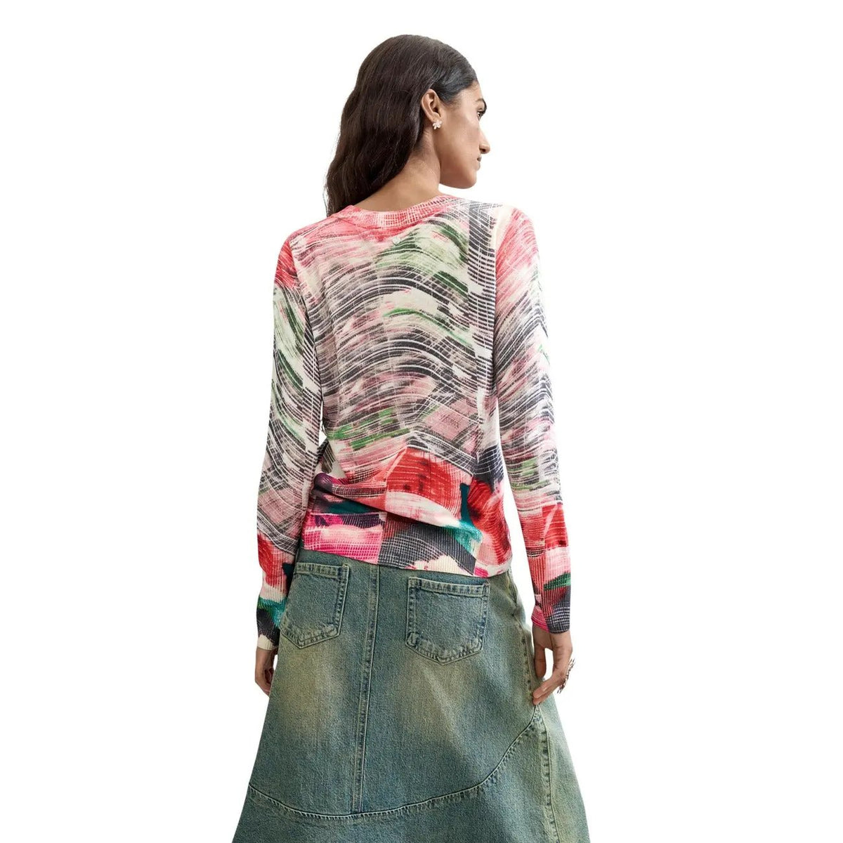 Desigual Women Stunning Abstract Print Long Sleeve Knitwear Top by Desigual