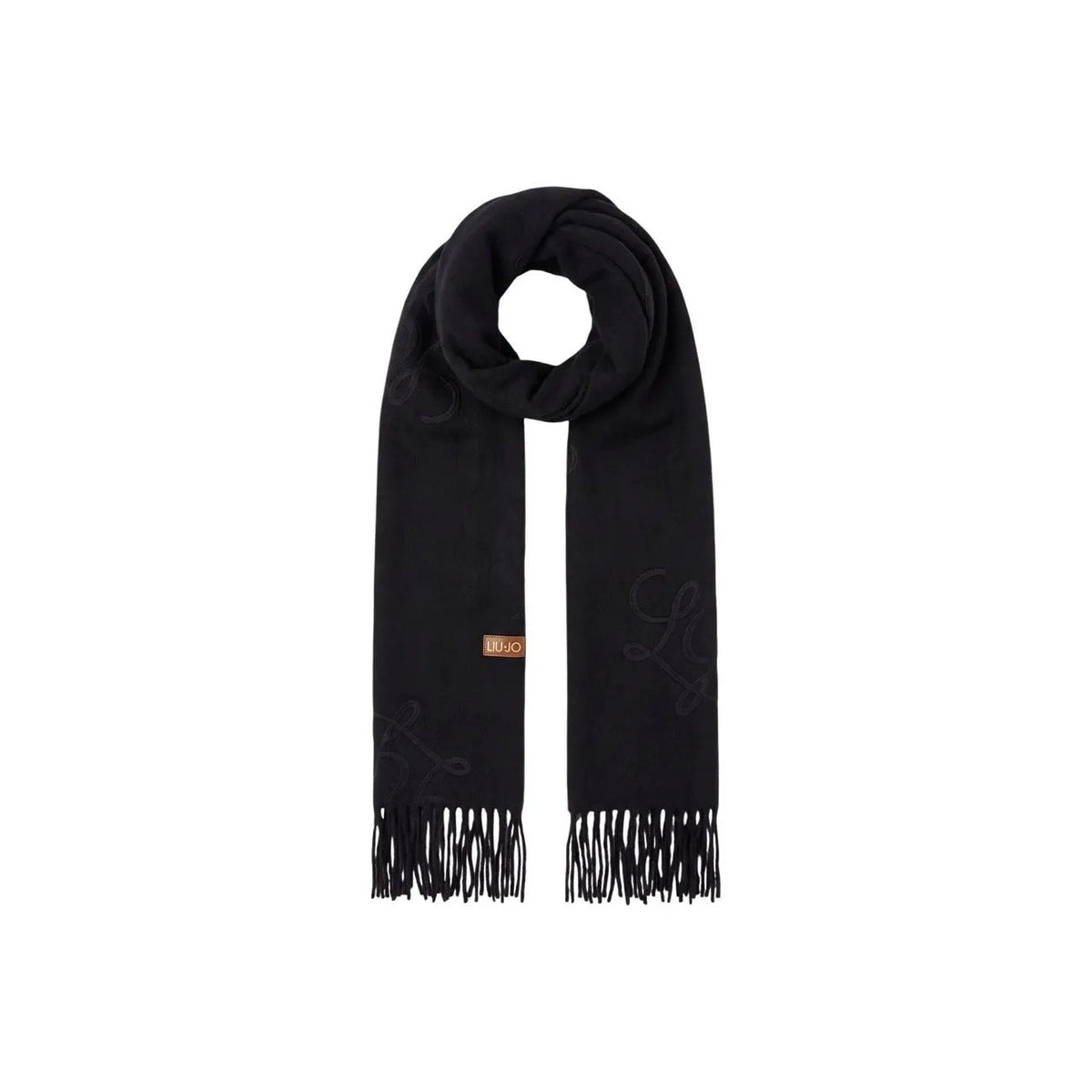 Liu Jo Women Elegant Grey Patterned Winter Scarf Shawl With Fringe Detail by Liu Jo
