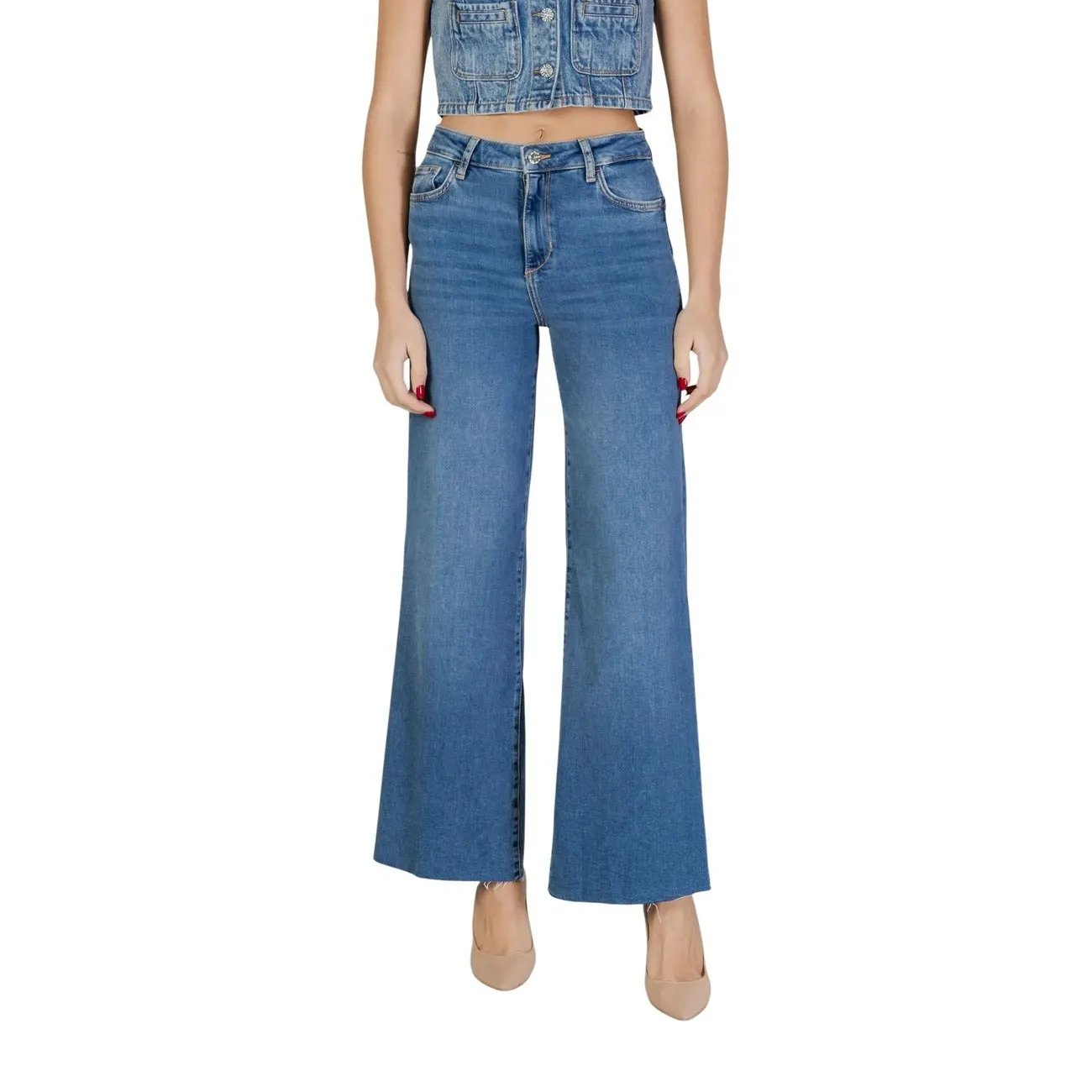 Liu Jo Women Blue Stretch Wide Leg Denim Jeans Premium Comfort by Liu Jo
