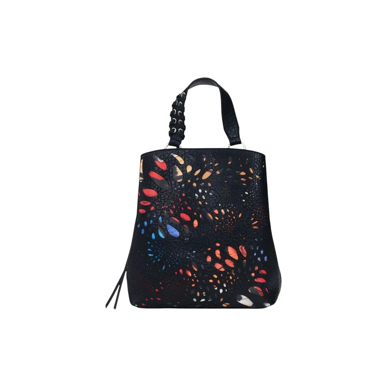 Stylish Desigual Women Black Notus Print Leather Handbag With Zip Pockets by Desigual