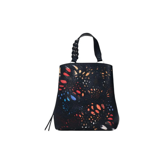 Stylish Desigual Women Black Notus Print Leather Handbag With Zip Pockets by Desigual