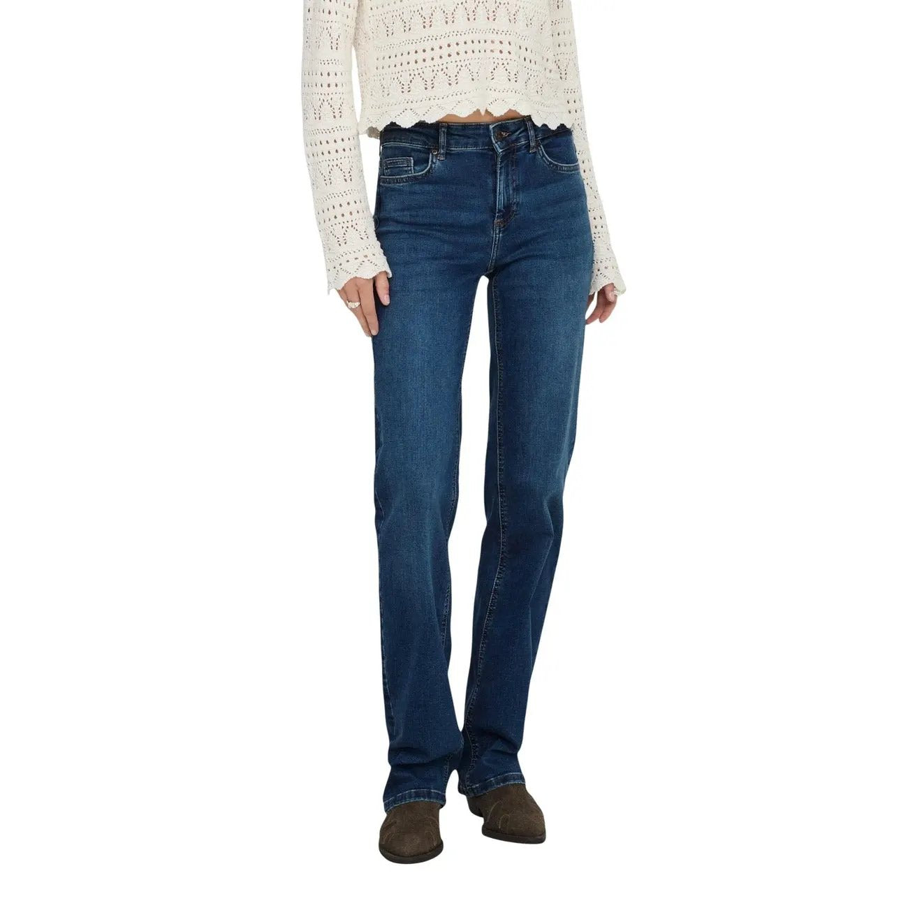 Only Women Mid Straight Denim Jeans Featuring Flexible Stretch Comfort by Only