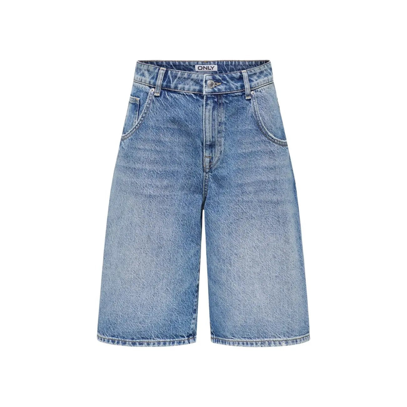 Only Premium Women Blue Cotton Shorts For Worn Out Summer Comfort by Only