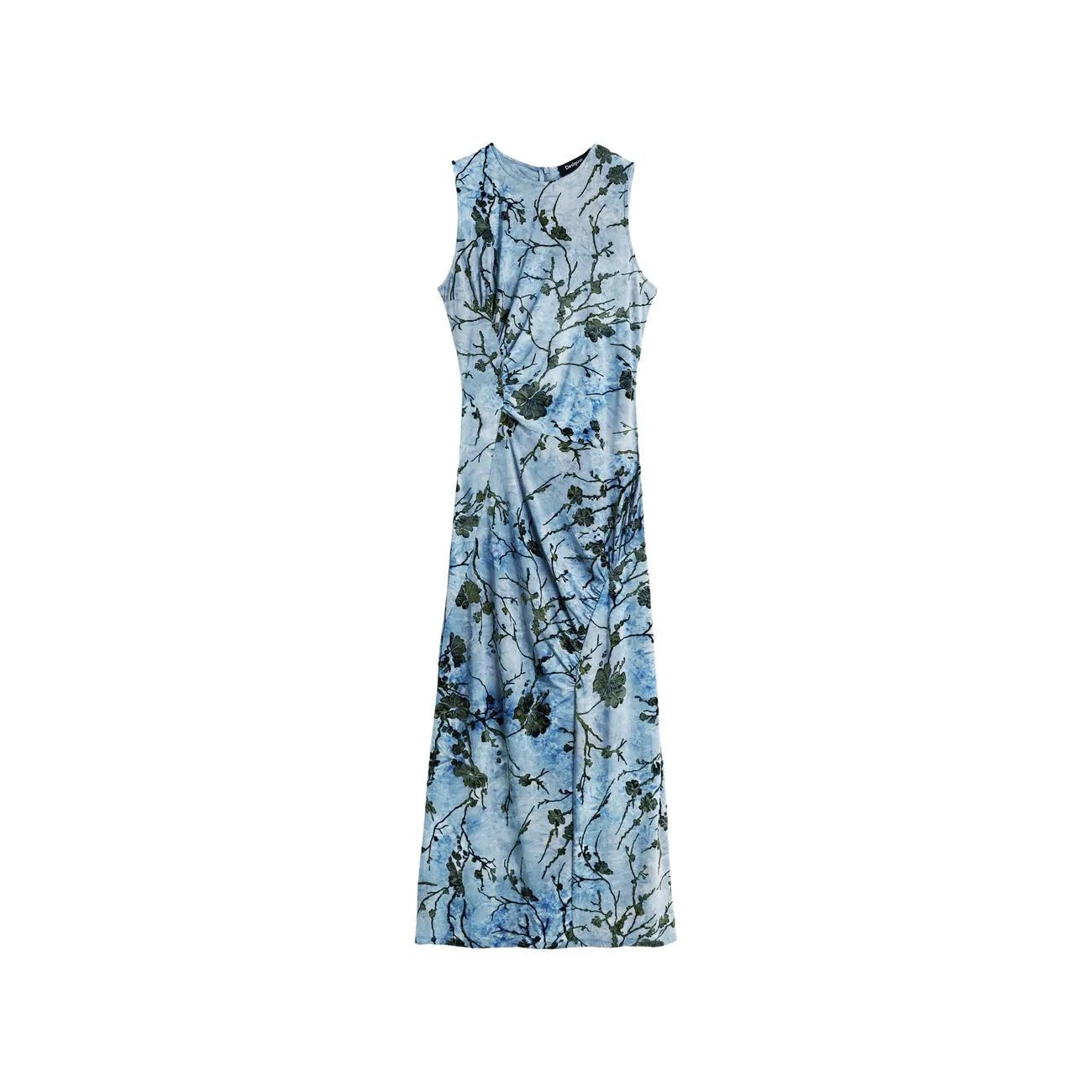 Desigual Women Light Blue Floral Sleeveless Elegant Summer Midi Dress by Desigual