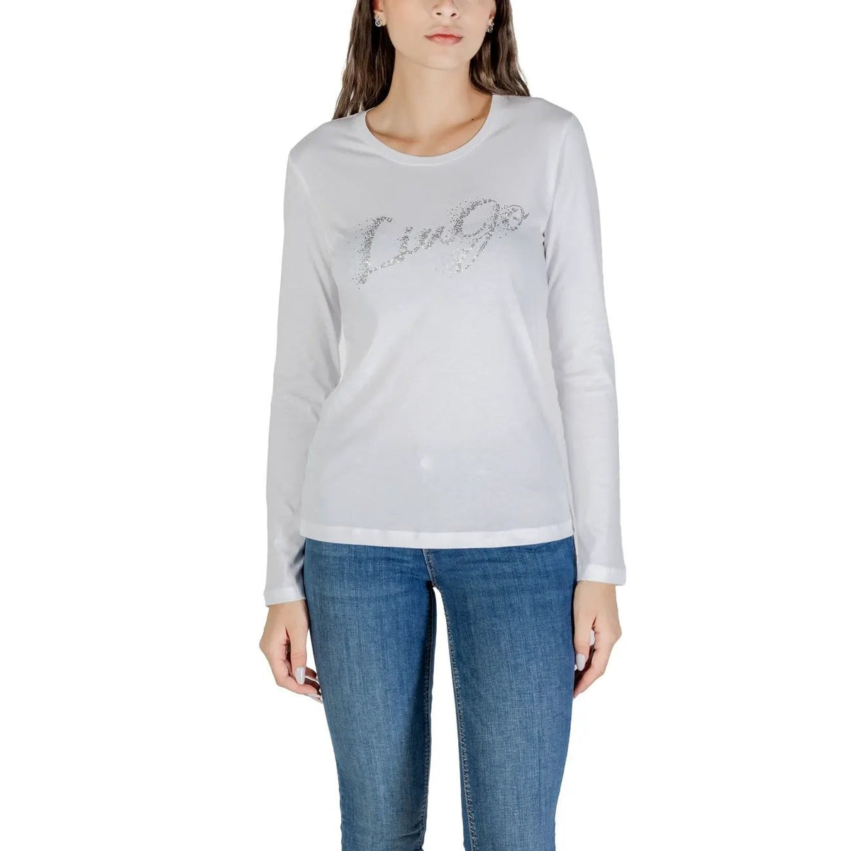 Liu Jo Womens Essential Premium Cotton Long Sleeve Printed White Tee by Liu Jo