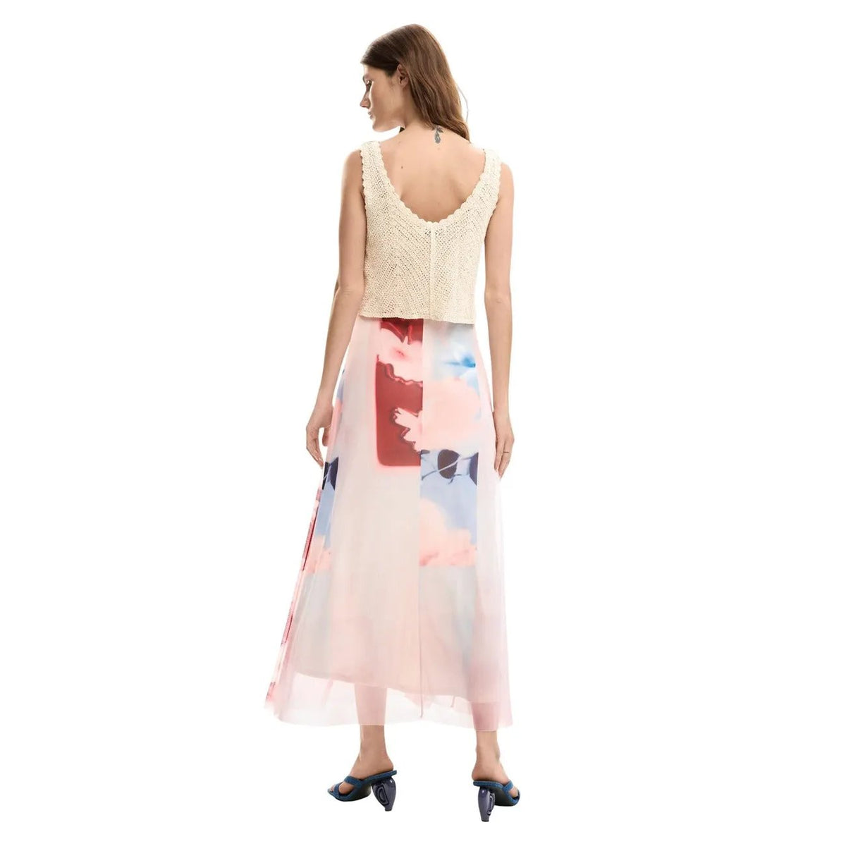 Desigual Women Elegant Pink Floral V Neck Sleeveless Cotton Dress by Desigual
