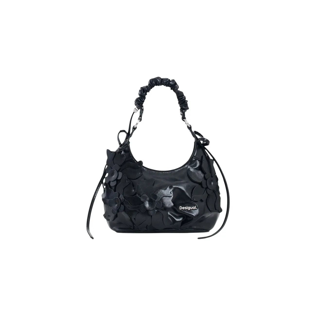 Stylish Desigual Black Women Floral Shoulder Bag With Zip Inner Pocket by Desigual