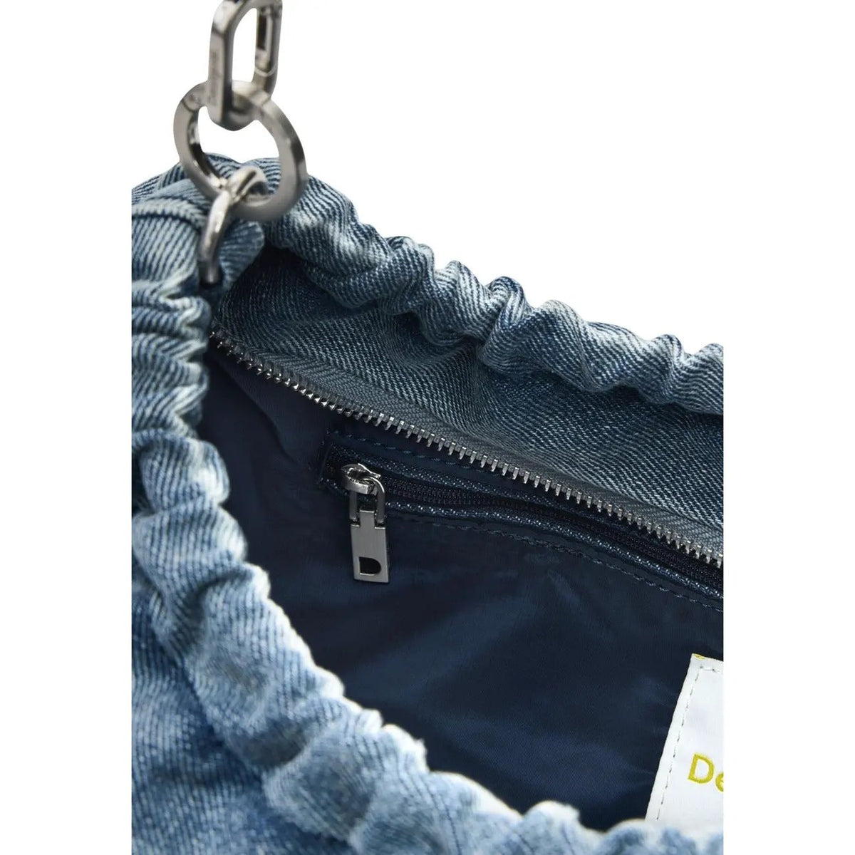 Desigual Women Light Blue Denim Handbag With Zip Braided Strap by Desigual
