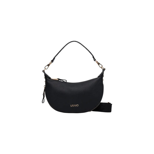 Liu Jo Women Black Elegant Faux Leather Shoulder Bag With Zip And Pockets by Liu Jo