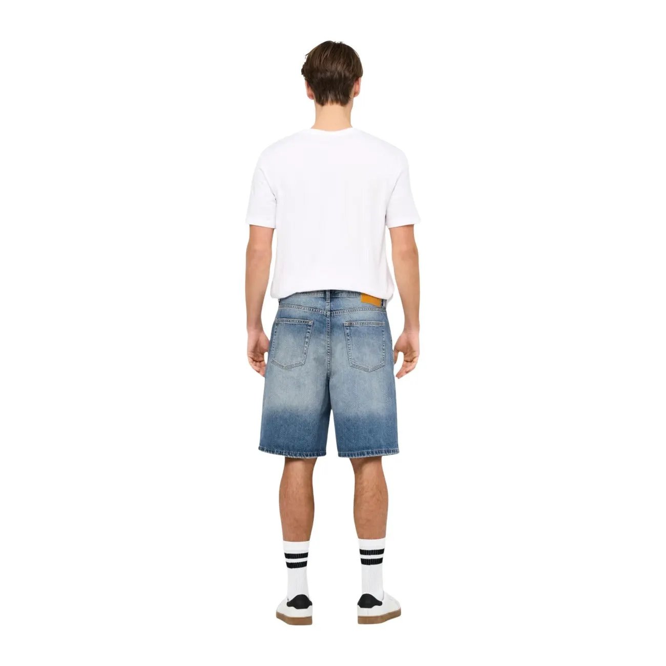 Only & Sons Men Blue Organic Cotton Denim Shorts Zipper and Button Closure by Only & Sons