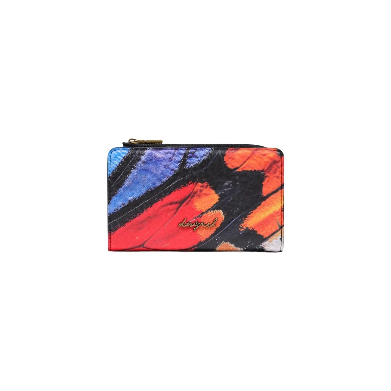 Desigual Women Butterfly Print Zip Wallet Vibrant PU Leather Stylish by Desigual