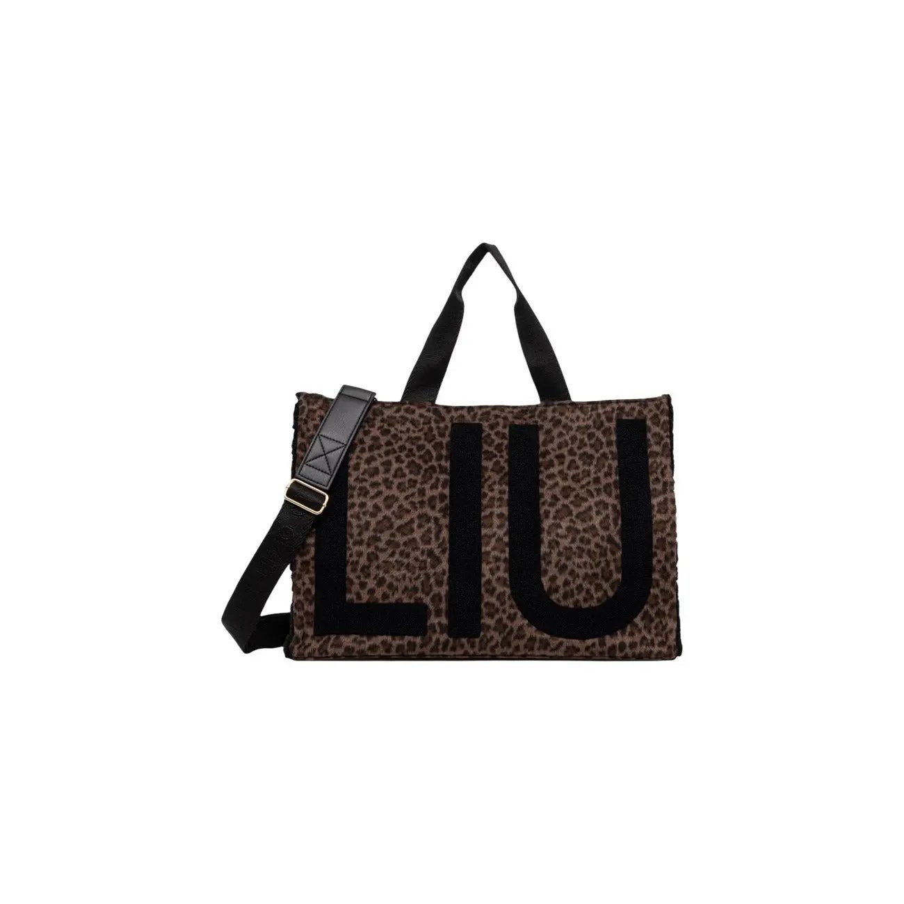 Liu Jo Women Brown Leopard Print Logo Handbag Premium Shoulder Strap Zip Pocket by Liu Jo