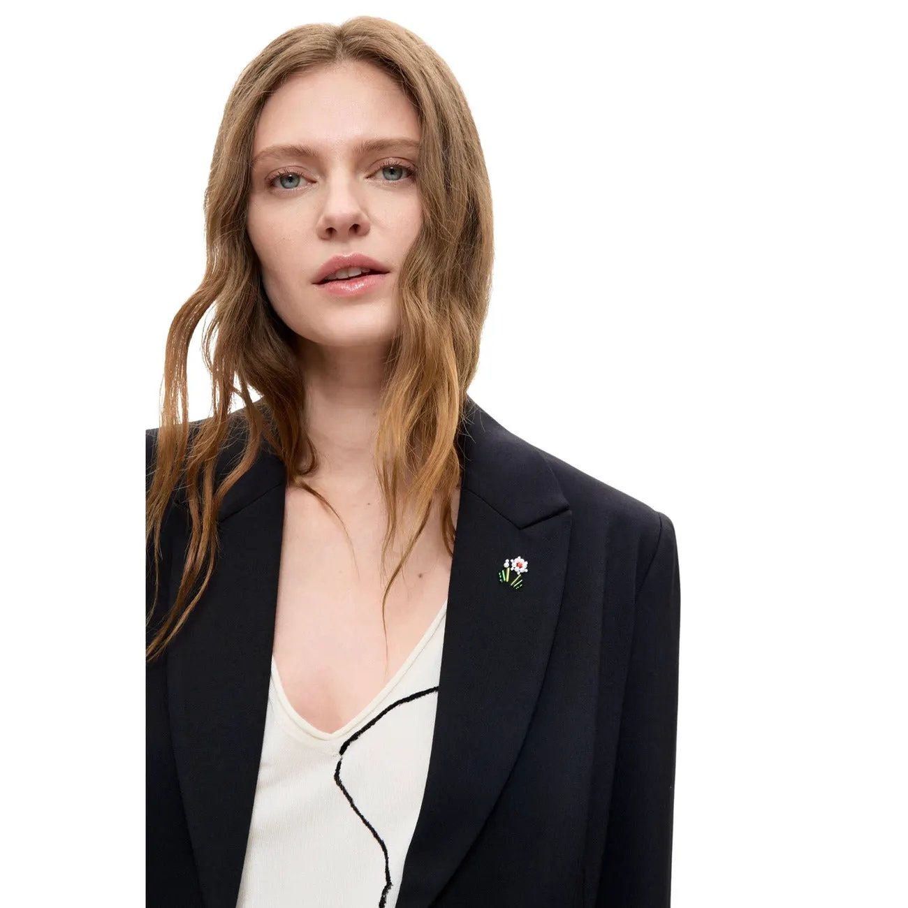 Elegant Desigual Women Black Stretch Blazer With Lapel Collar And Buttons by Desigual