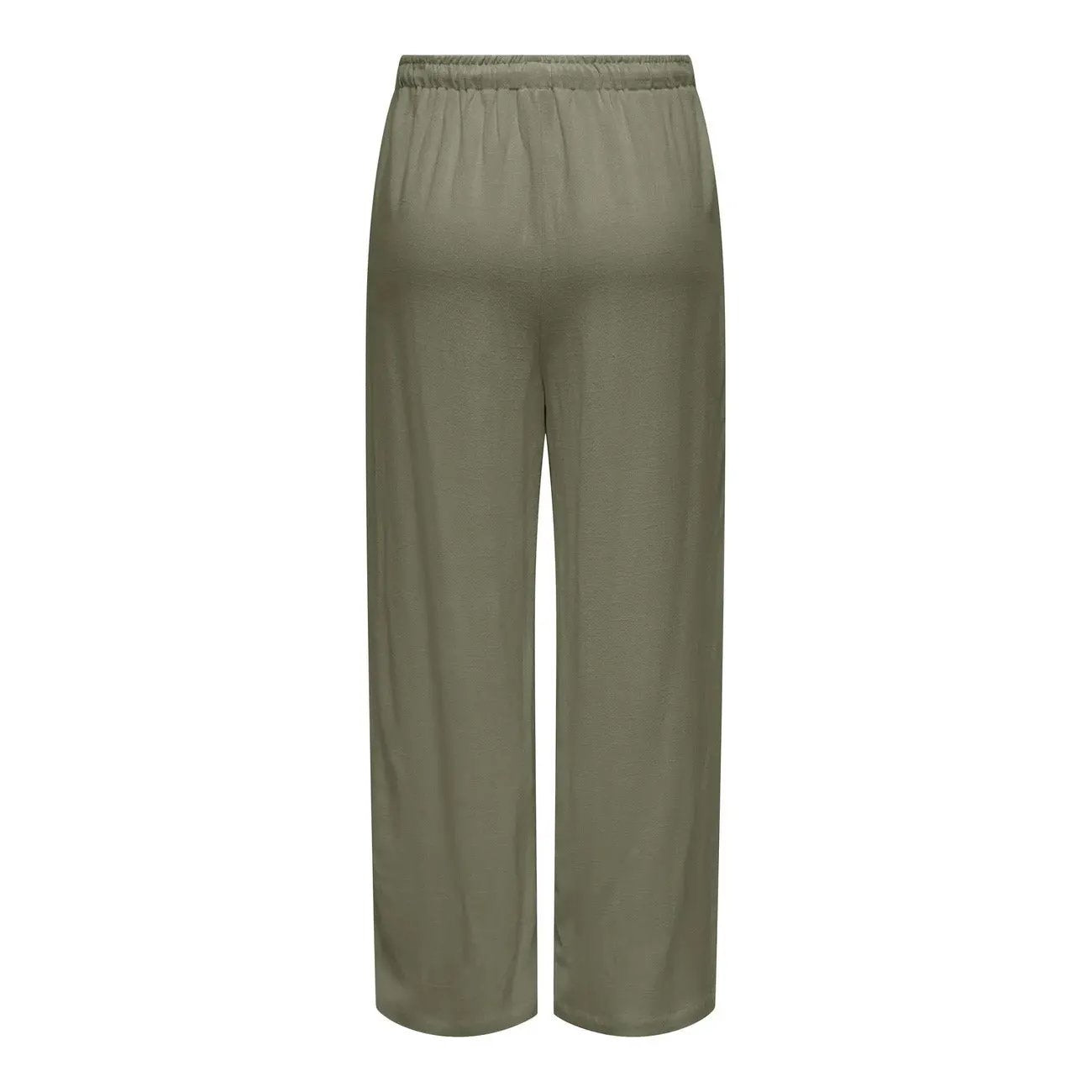 Only Women Green Linen Blend Relaxed Fit Trousers With Front Pockets by Only