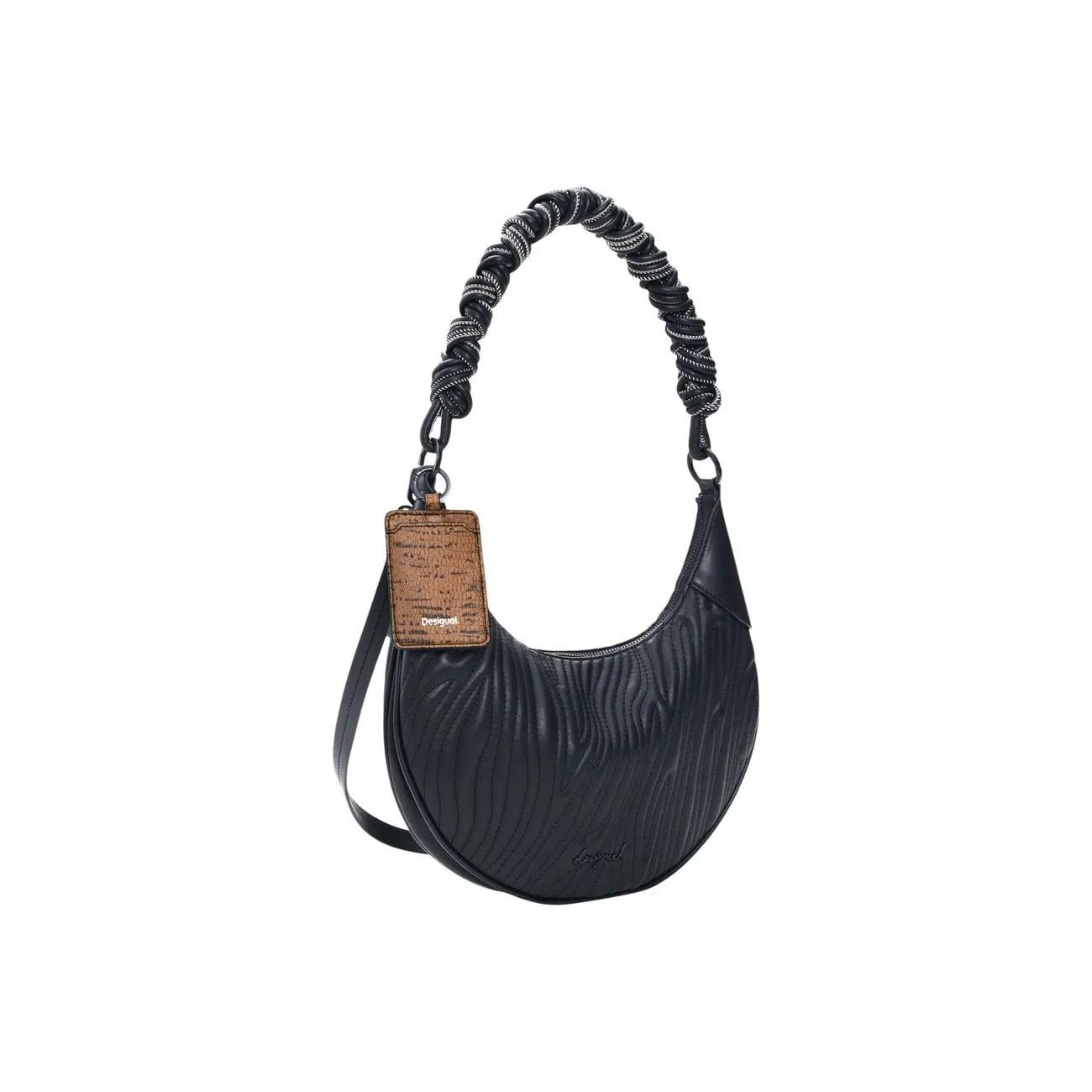 Premium Desigual Women Black PU Leather Shoulder Handbag With Zip Pocket by Desigual