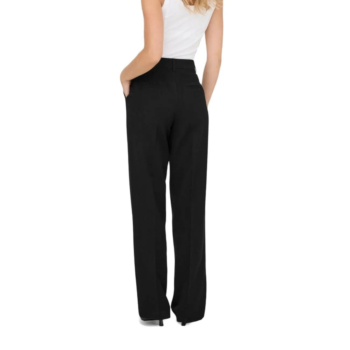 Only Women Black Stretch Wide Leg Trousers Formal Office Workwear by Only