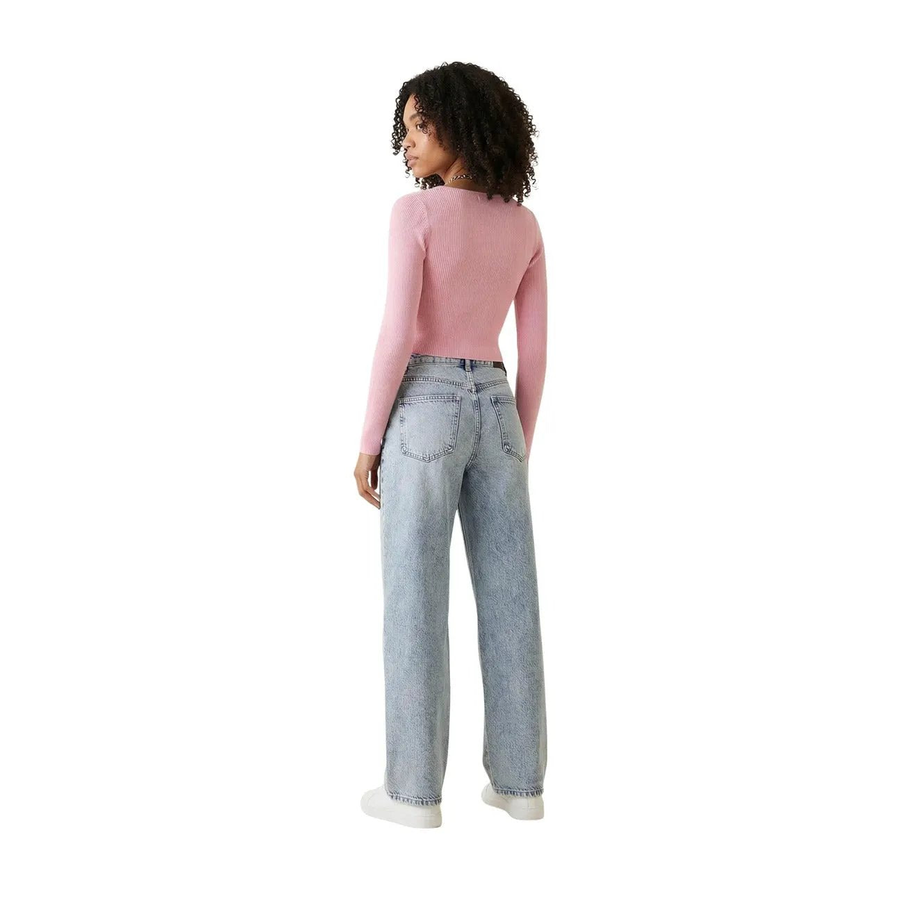 Only Women Stylish Pink Long Sleeve Knitwear Top With Round Neck by Only