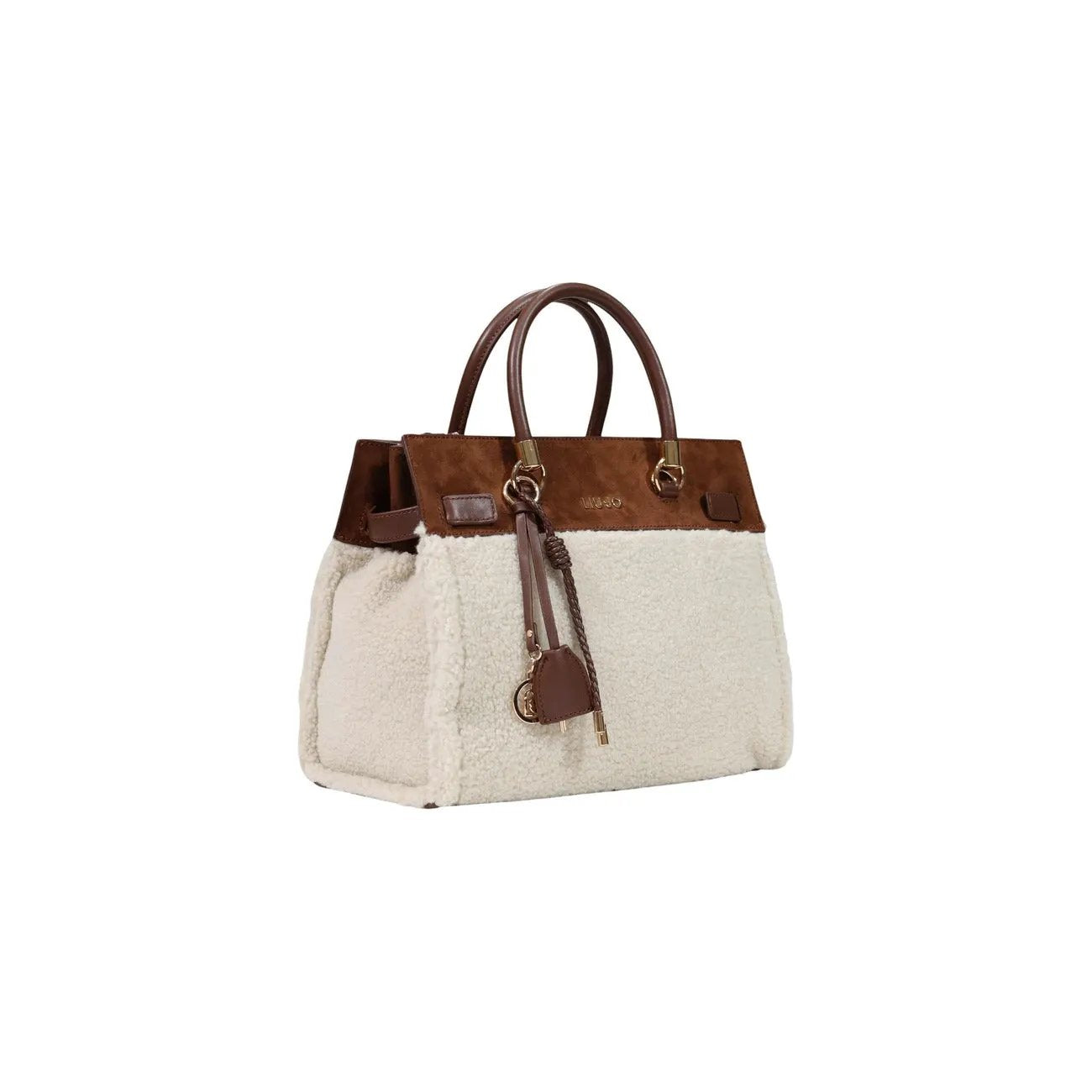 Liu Jo Elegant Women White Sherpa Handbag With Zip Fastening Inside Pockets by Liu Jo