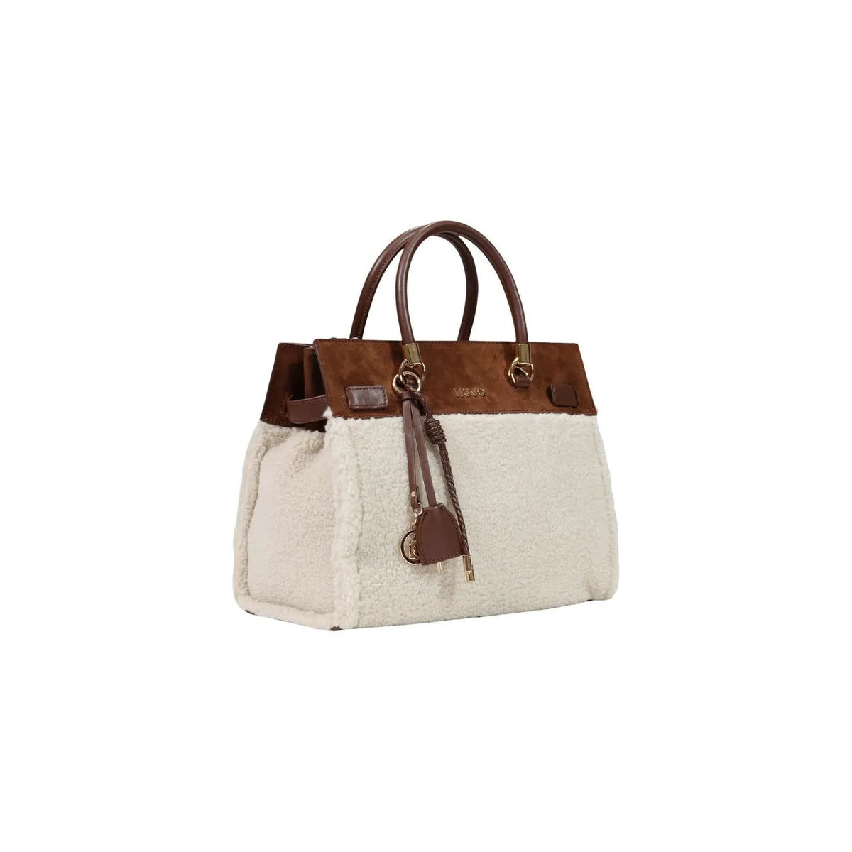 Liu Jo Elegant Women White Sherpa Handbag With Zip Fastening Inside Pockets by Liu Jo