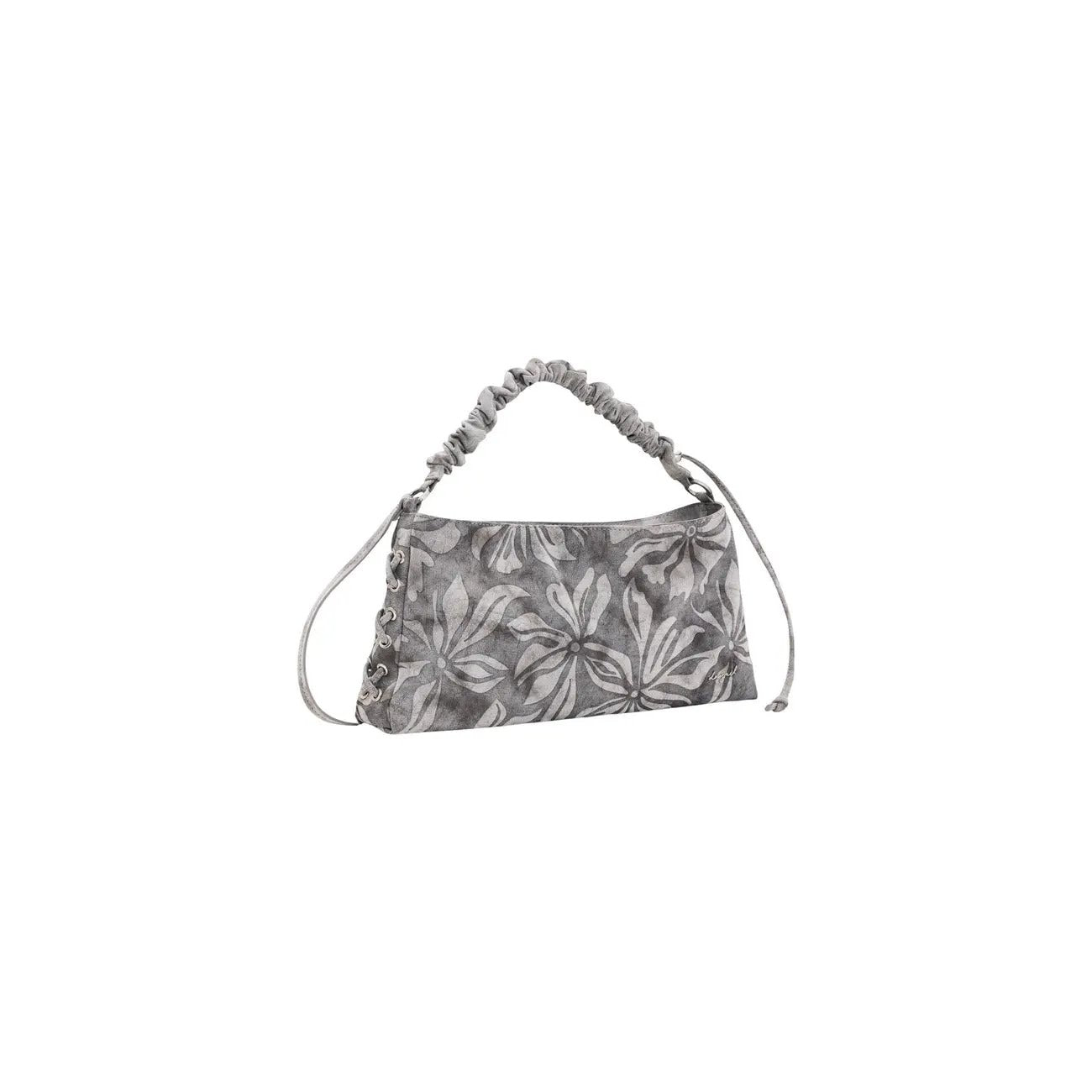 Stunning Desigual Women Grey Floral Cotton Handbag With Zip Closure by Desigual
