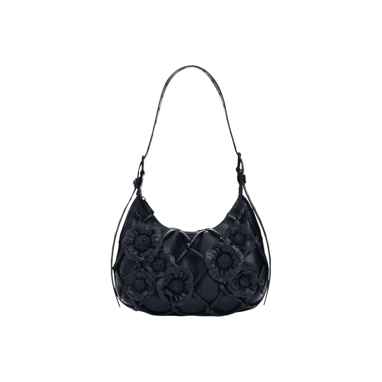 Desigual Black Floral Women Handbag Elegant Spring Summer Zip Fastening by Desigual