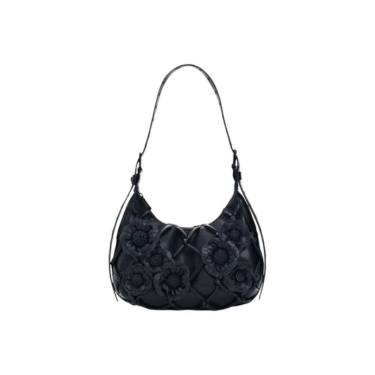 Desigual Black Floral Women Handbag Elegant Spring Summer Zip Fastening by Desigual