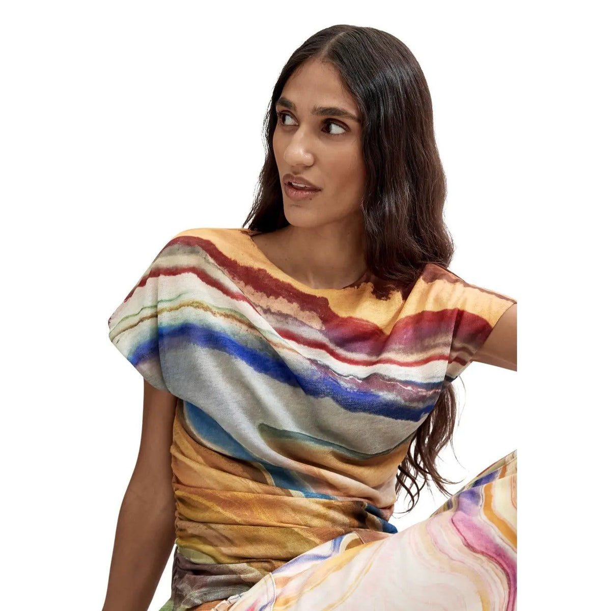 Desigual Women Comfortable Polyester Abstract Print Short Sleeve Top by Desigual